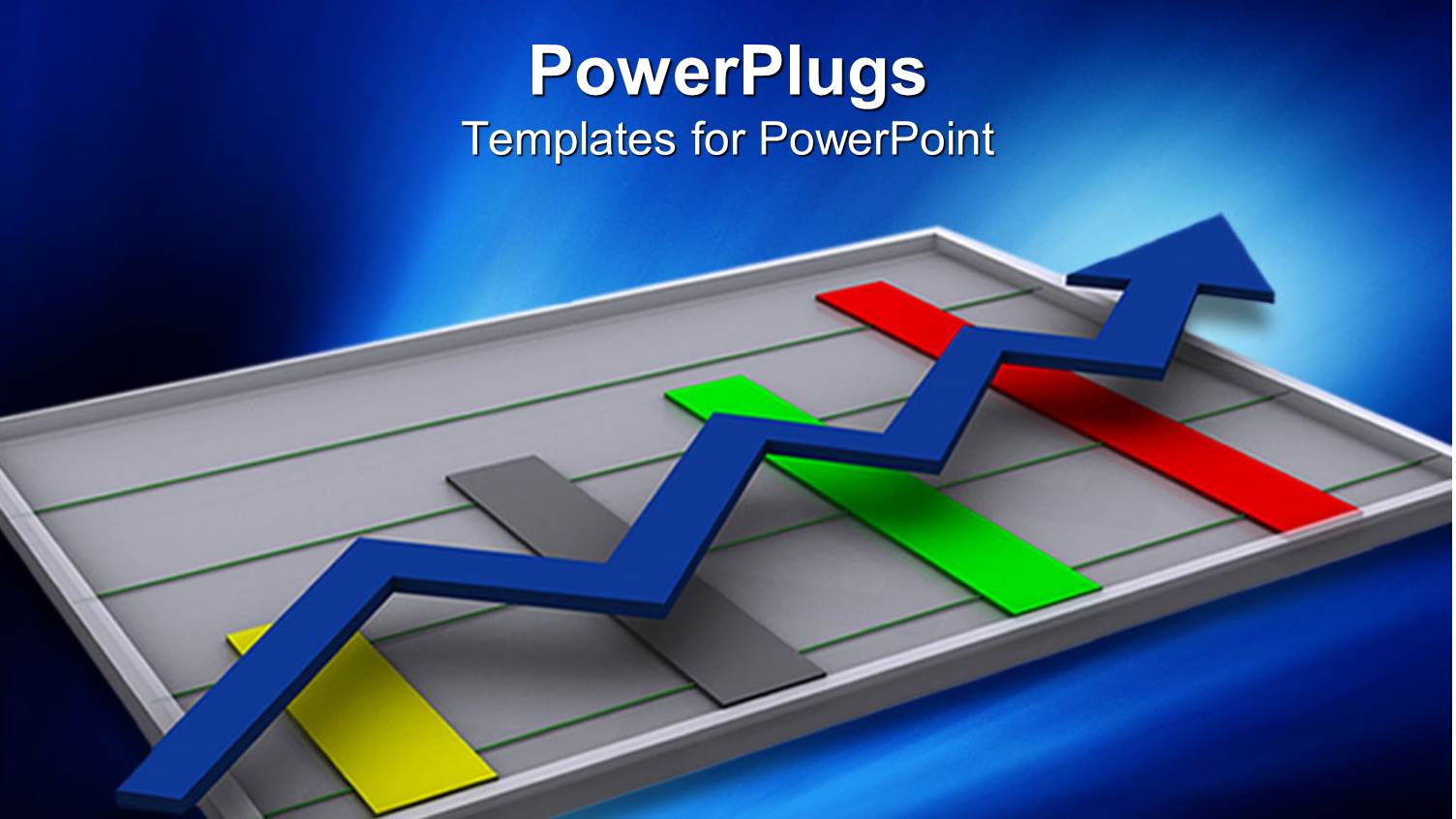 Digital Depiction of Graphic Chart with Colored Bars and Blue Arrow