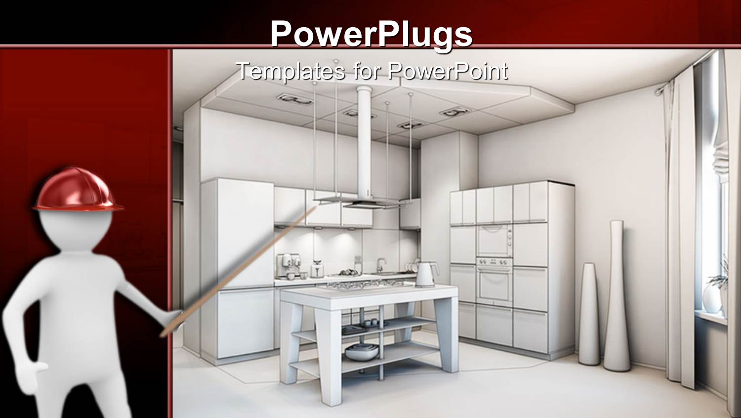 Digital Representation of Kitchen Interior Design and Architecture of Kitchen with Furniture and Utilities and 3D