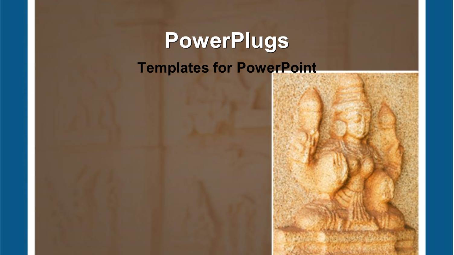 Dirty Gold Colored Indian Statue Carved to a Wall