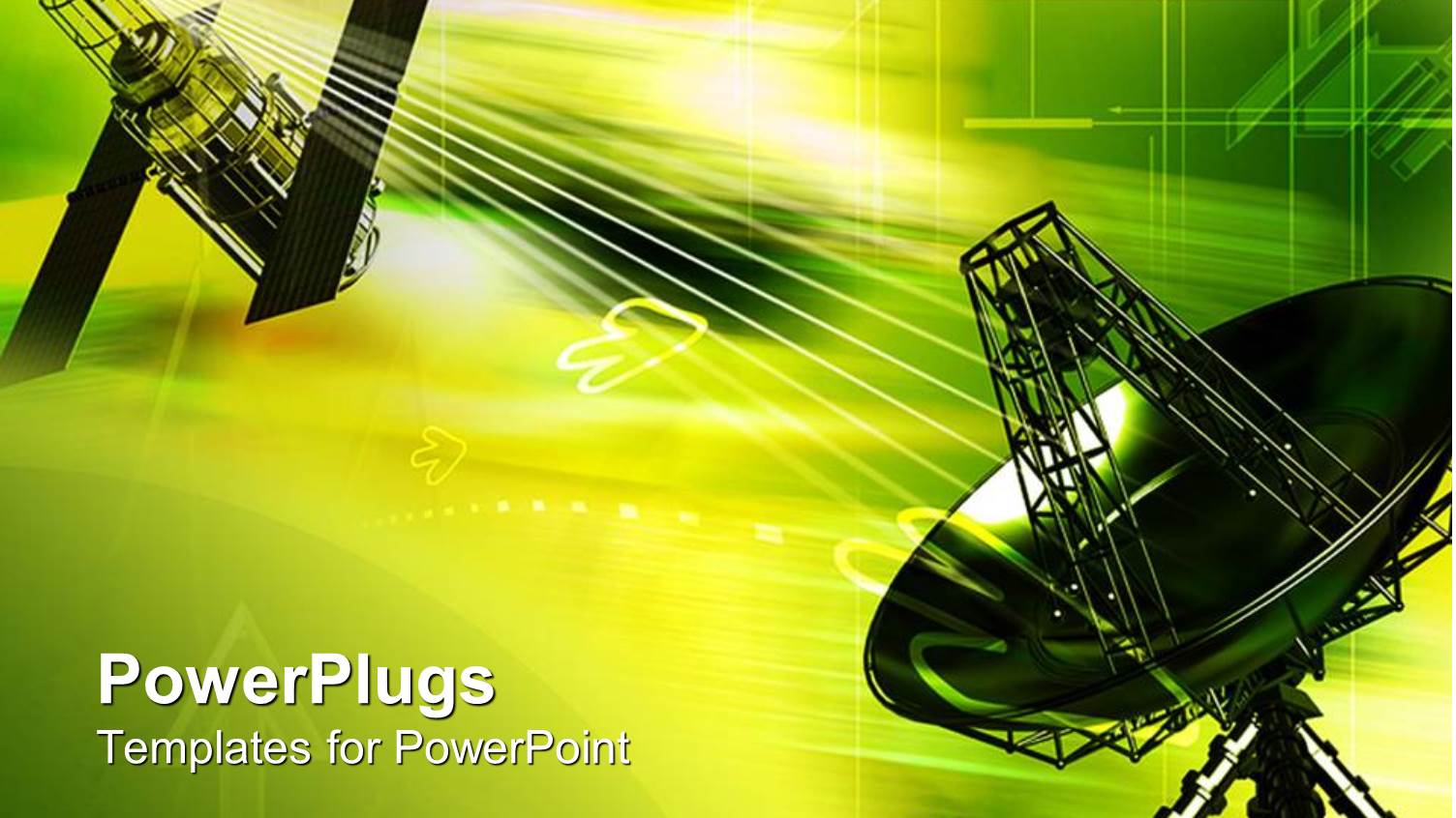 Dish Antenna Satellite in Green Yellowish Colors, Abstract Communication