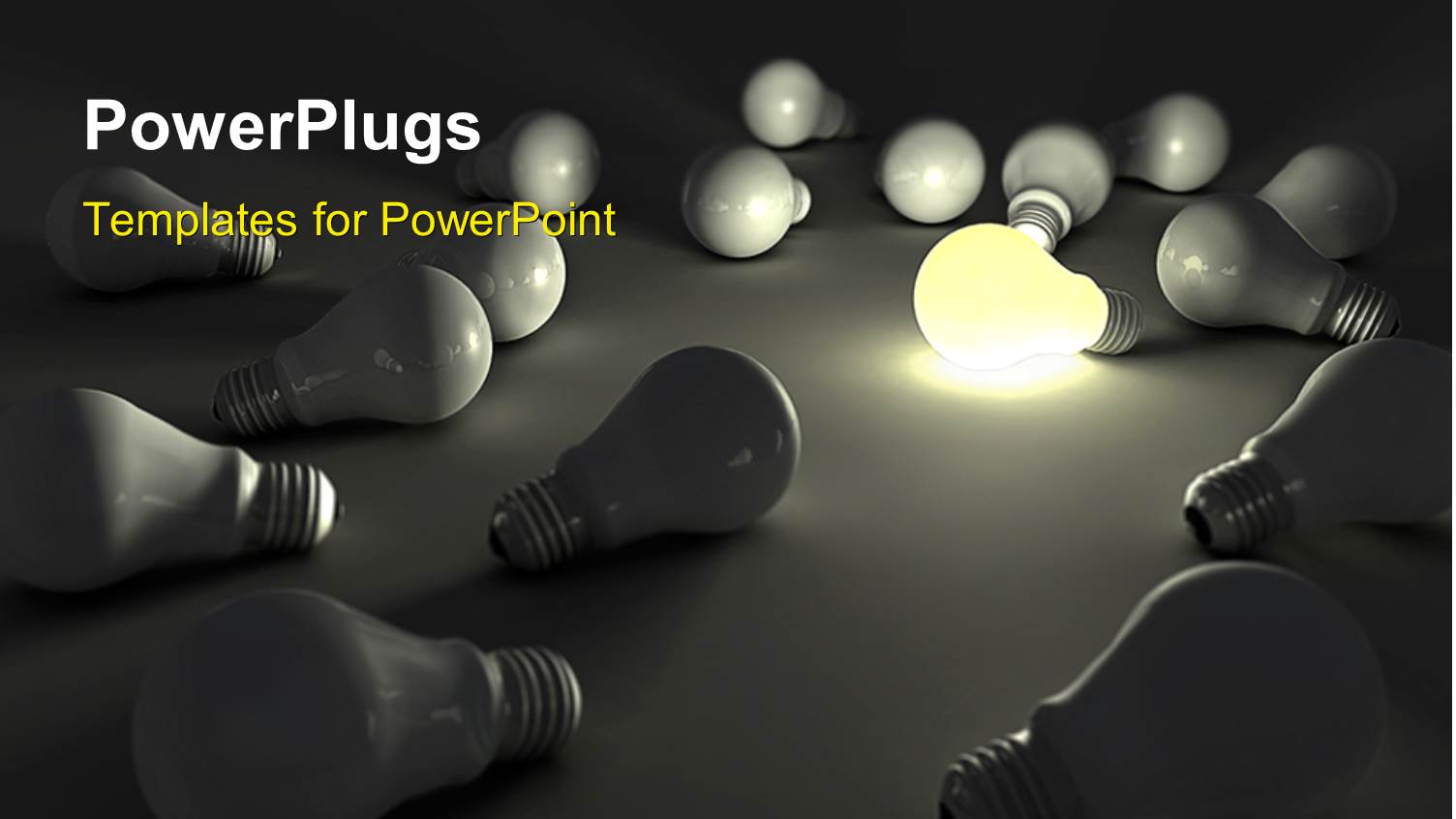 Distinct Light Bulb Lit among Others on Grey Background 