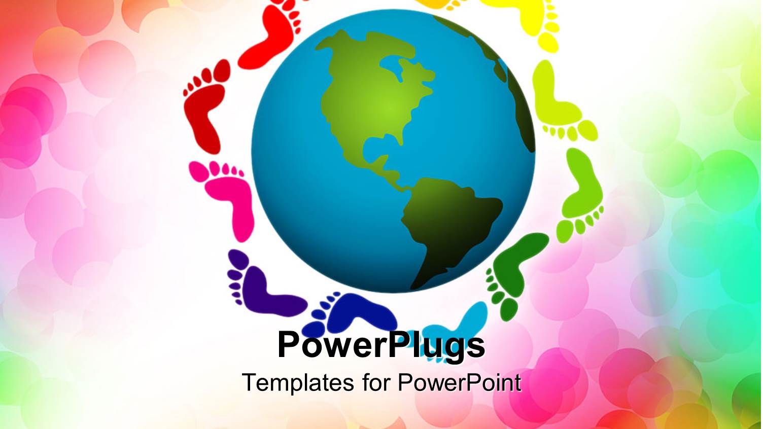 Diversity Metaphor with Rainbow Footprints Surrounding Earth Globe World