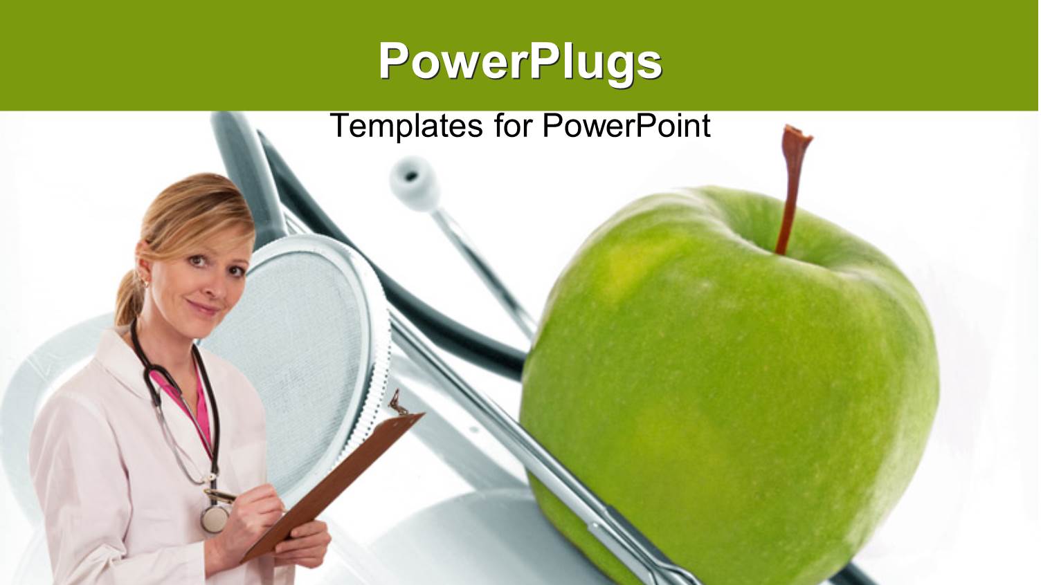 a Doctor with the Apple and the Stethoscope