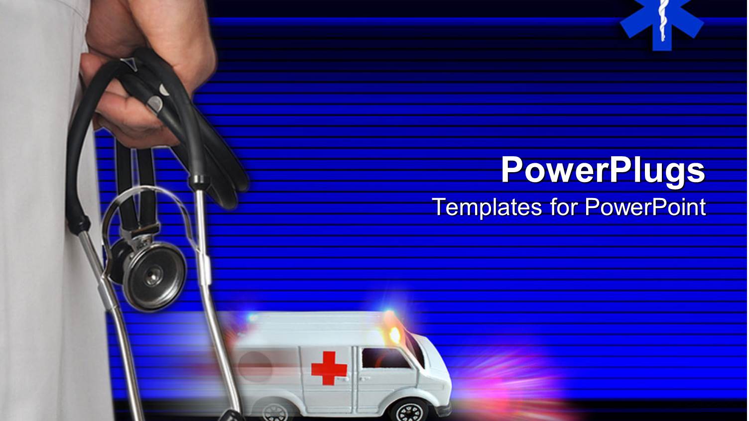 Doctor Holding a Stethoscope with an Ambulance Moving Fast