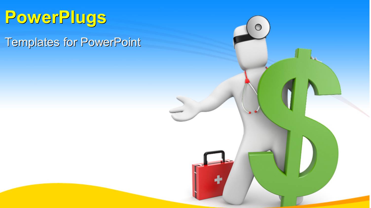 Doctor Leaning Towards Green Dollar Symbol with First Aid Kit 