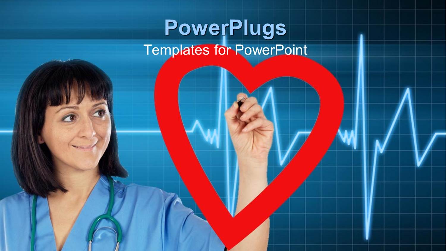 a Doctor Making the Heart with a Heartbeat Line in the Background