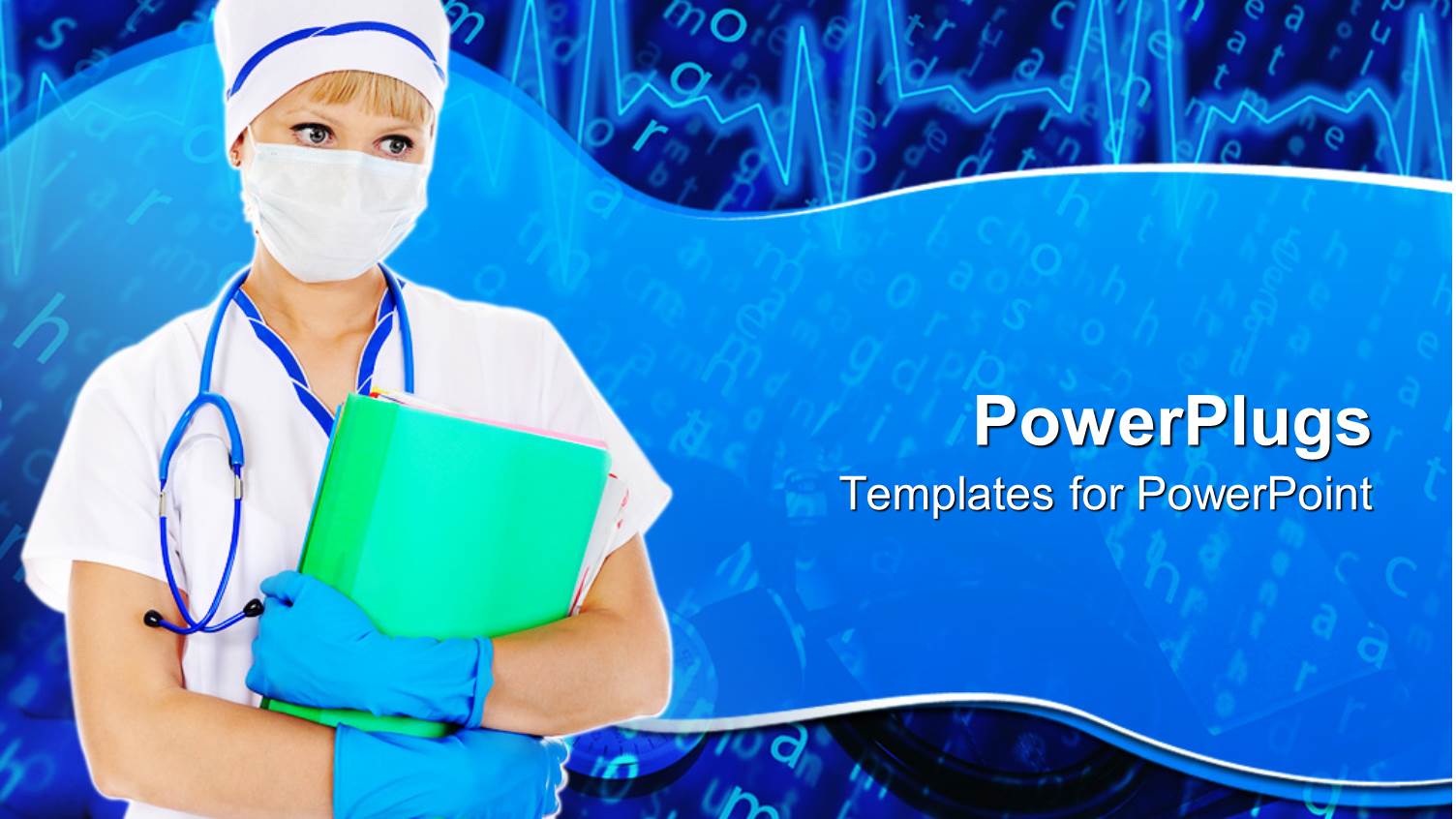 Doctor with Mask, Stethoscope and Surgery Gloves, Holding Report Files