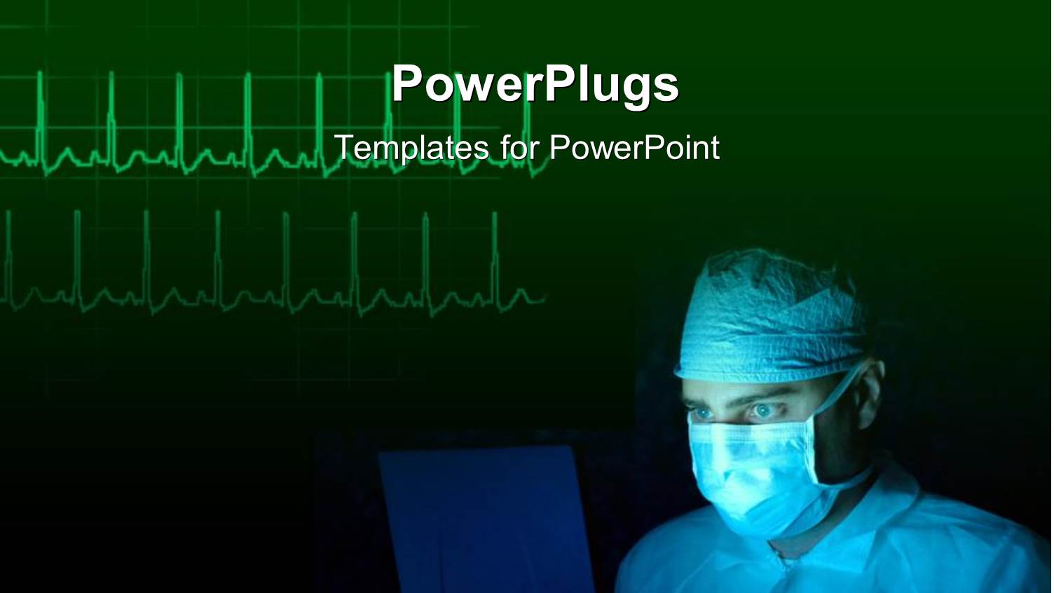 Doctor with Nose Mask Examining Scan on Computer Monitor with Pulse in Background