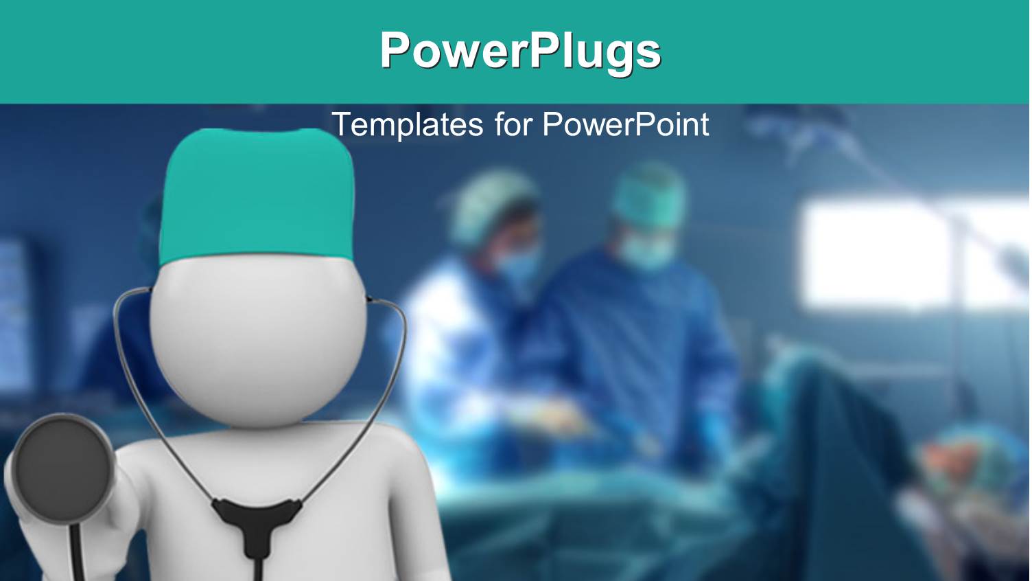 Doctor with Stethoscope in Foreground and Doctors Operating