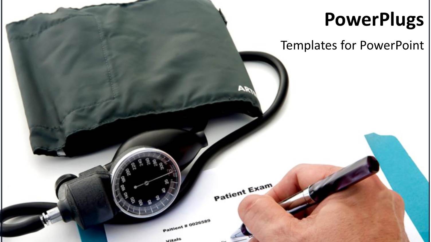 a Doctor Writing the Prescription for the Patient Along with Checking Blood Pressure