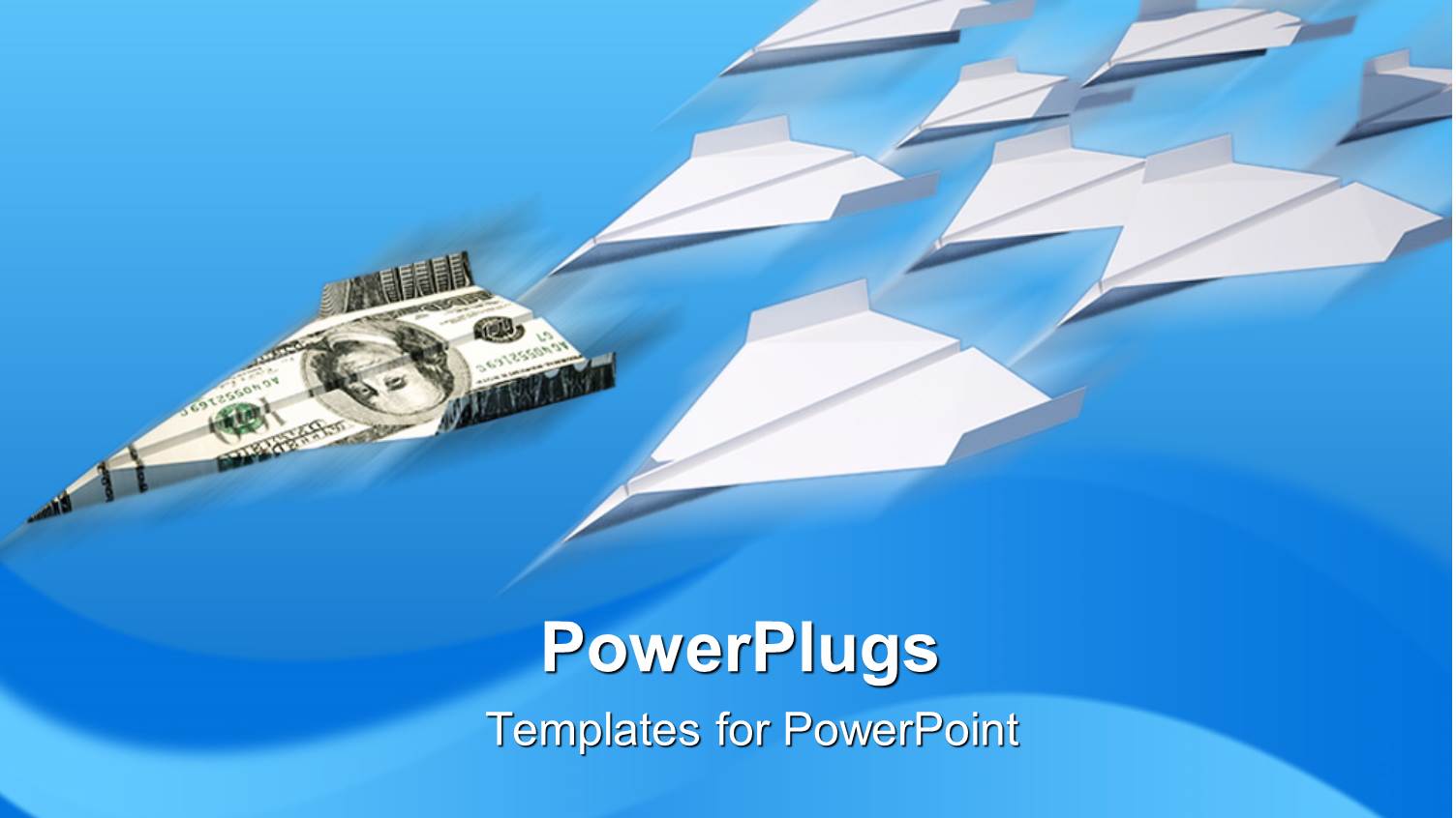 Dollar Bill Paper Plane Followed by Many Blank Paper Planes