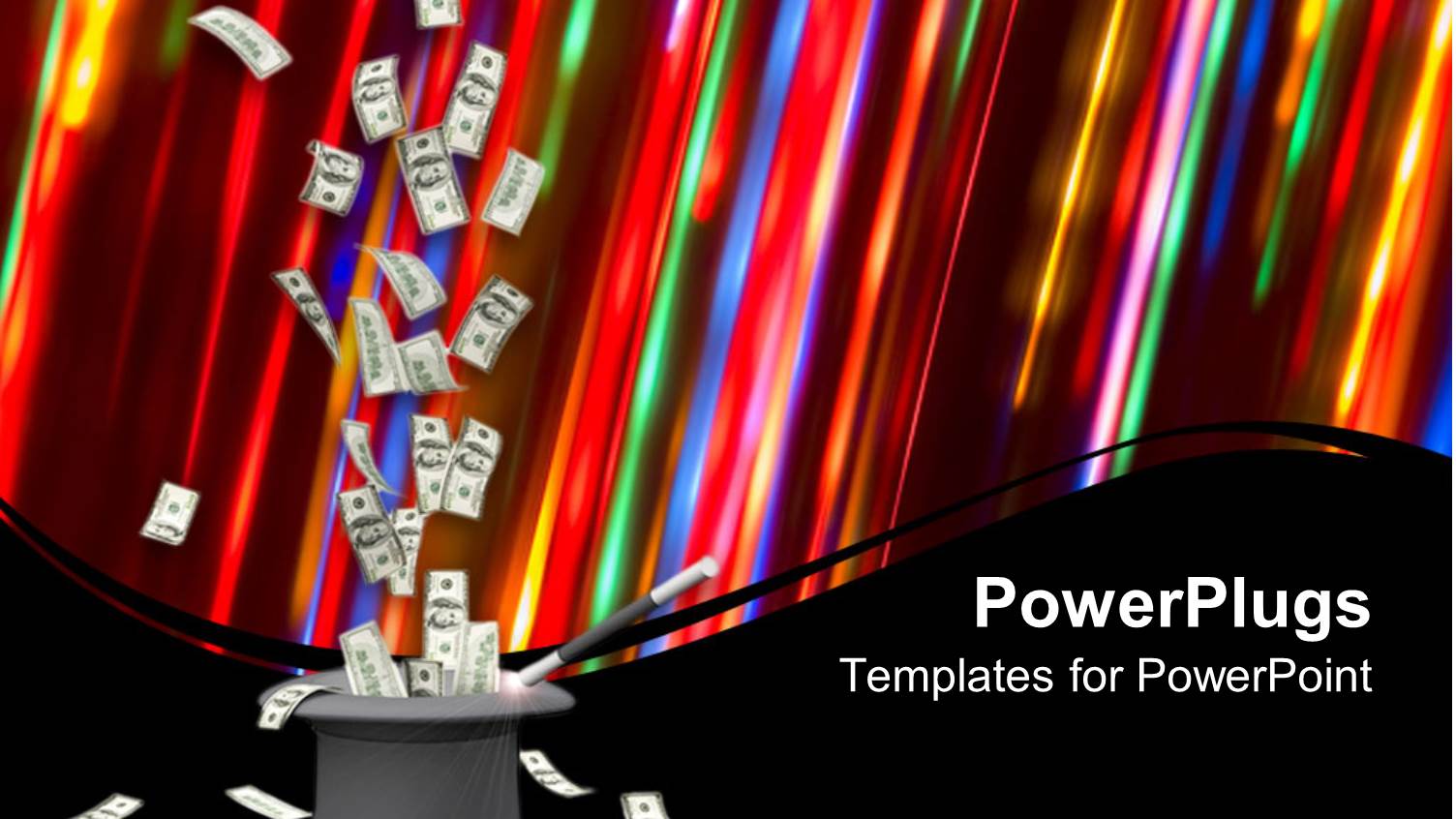 Dollar Bills Dropping in Magic Hat on Colored Background