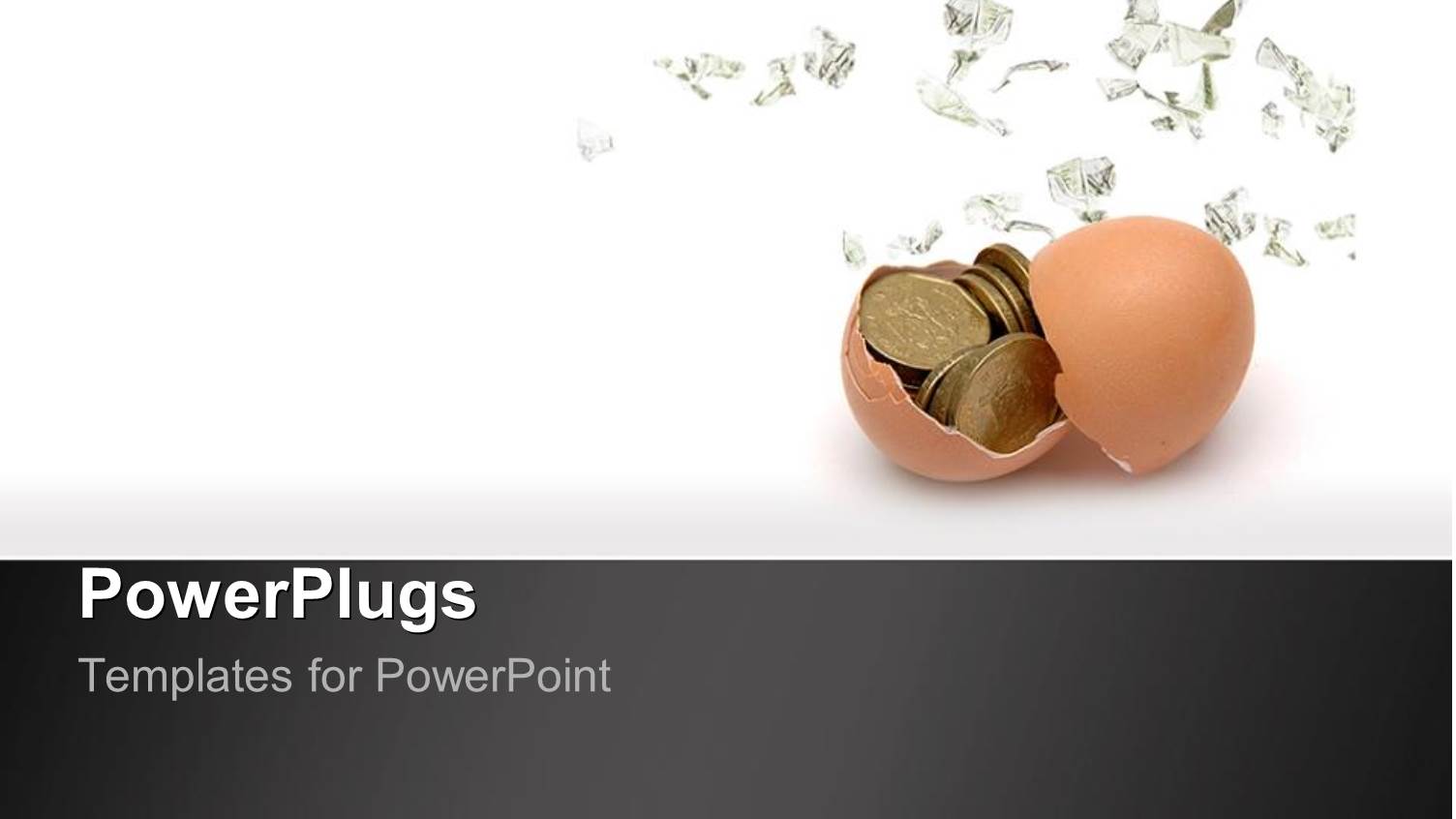 Dollar Bills Falling on Egg Shell with Gold Coins Inside