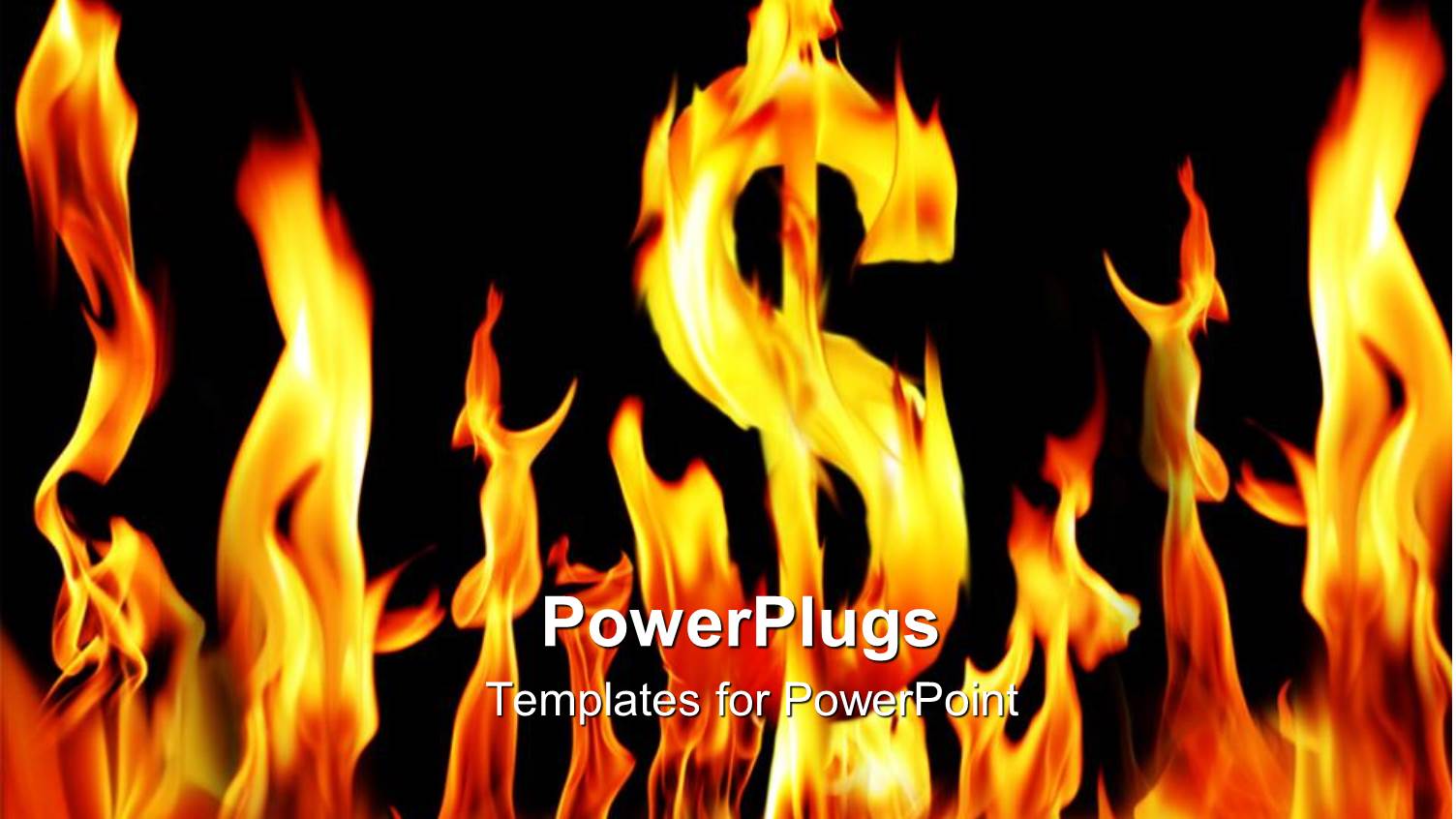 Dollar Bull Sign Made of Fire, Flames