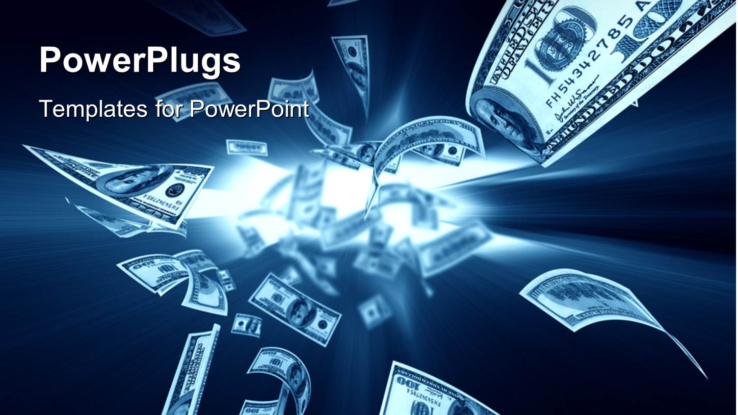 Dollar Flying Out from a Sphere of Lights with Blue Color