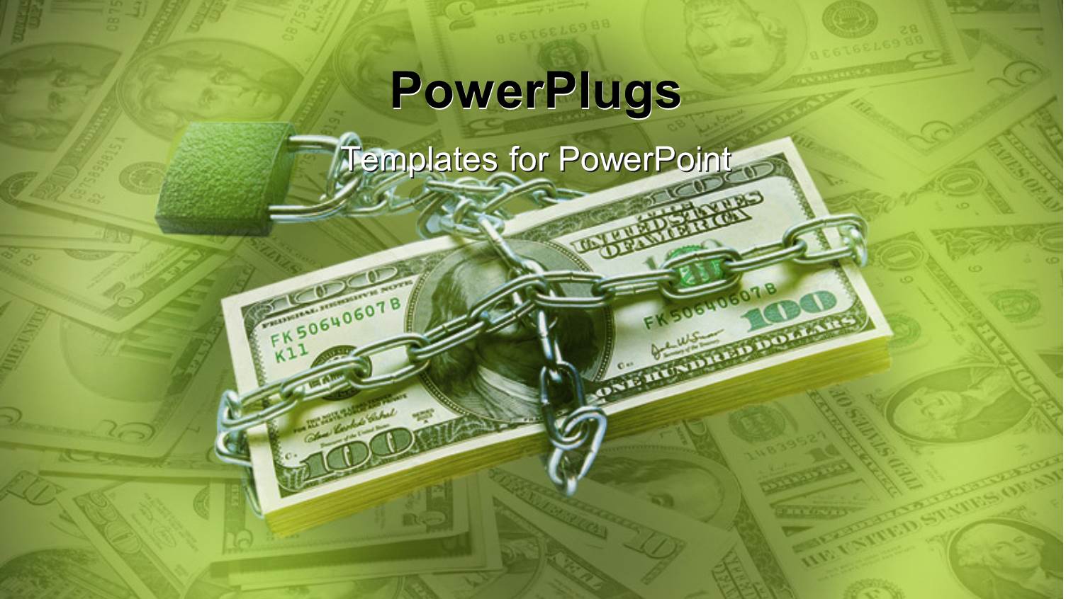 a Dollar Note with a Stainless Steel Chain with a Number of Notes in Background