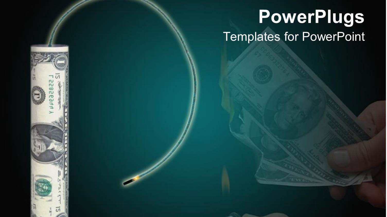 Dollar Shaped like Firecracker about to be Lit on Fire, Bang for your Buck Metapor