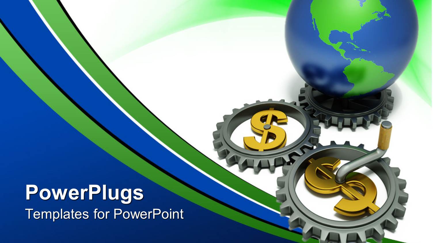 Dollar Sign in Connected Gear with Handle Making the Globe Spin