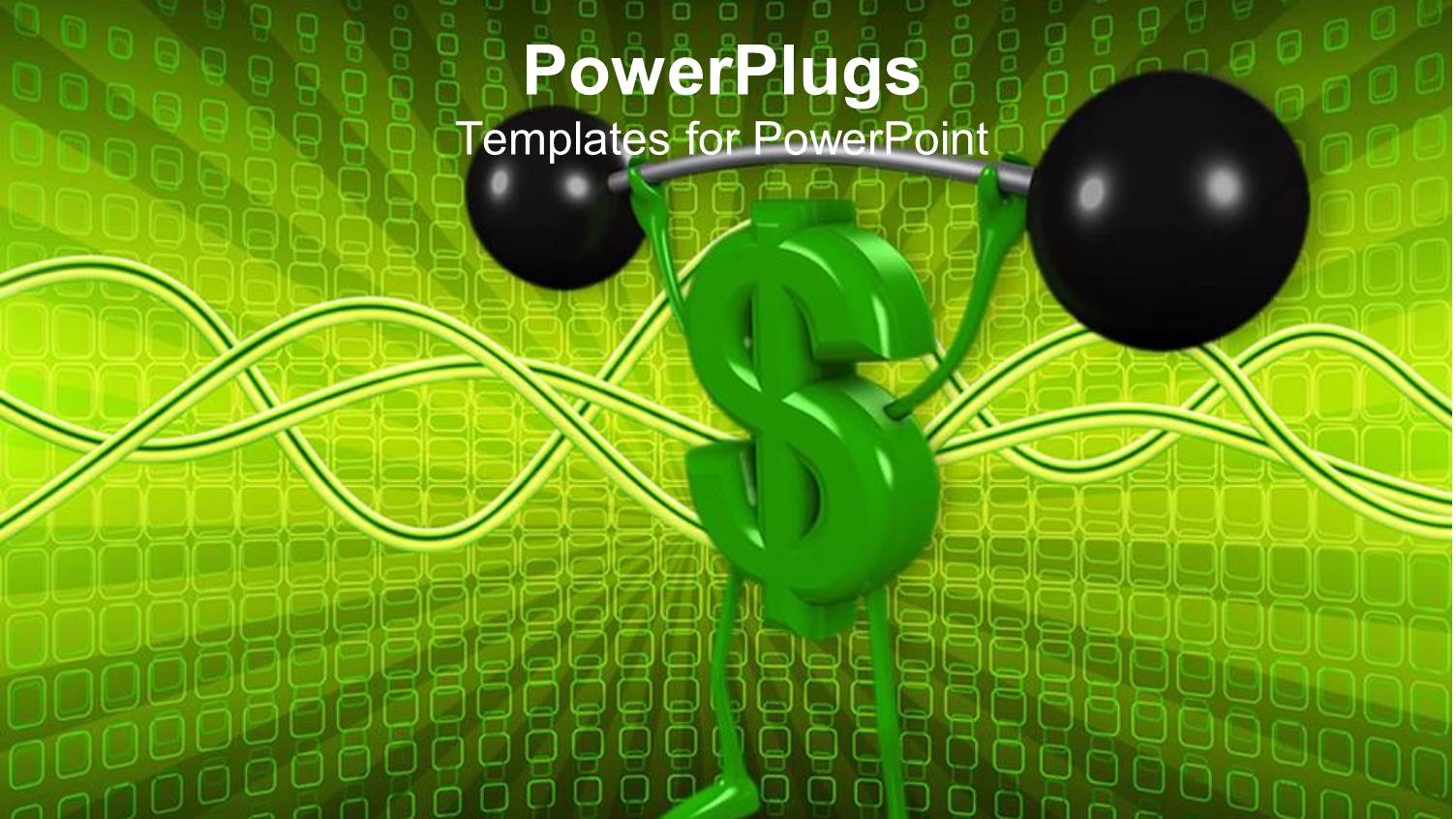 a Dollar Symbol Lifting Weight on a Green Background