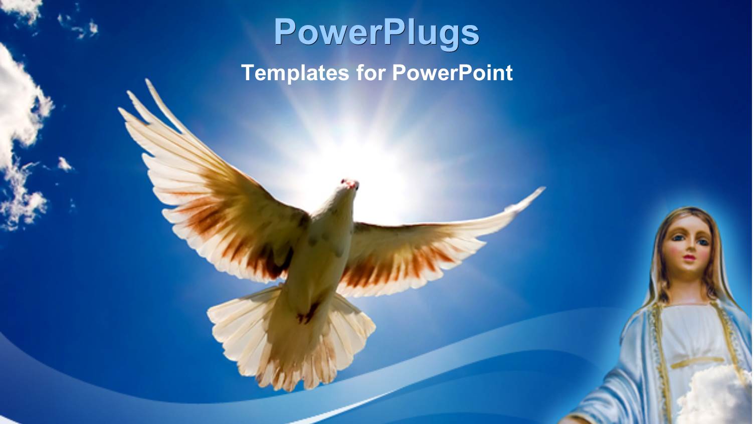 a Dove in the Air with Sun in the Background