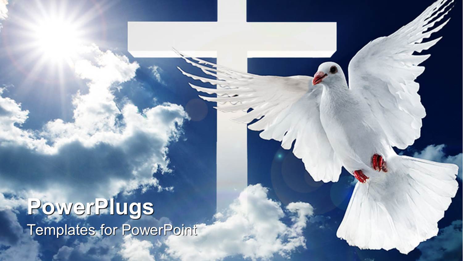 a Dove in Front of a Cross and Clouds in the Background