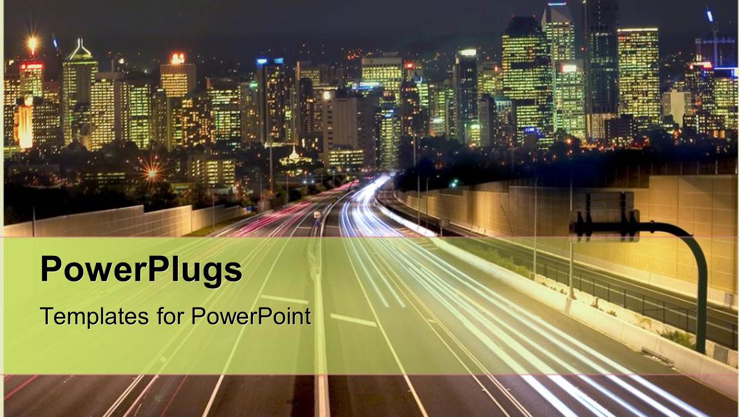 Driving at Night Streets in City and Skyscrapers