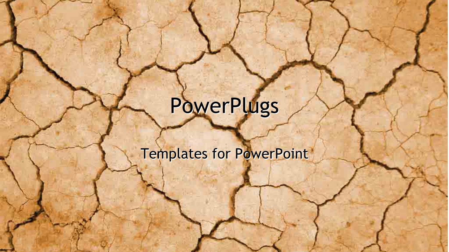 Dry Cracked Desert in Summer Drought with no Water on Tan Background