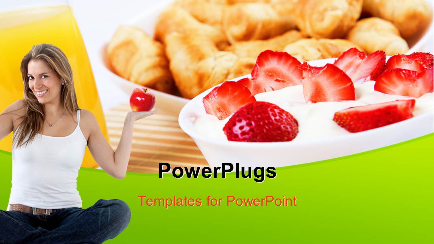 Young Happy Woman Holds Read Apple in Hand Symbolizing Healthy Living