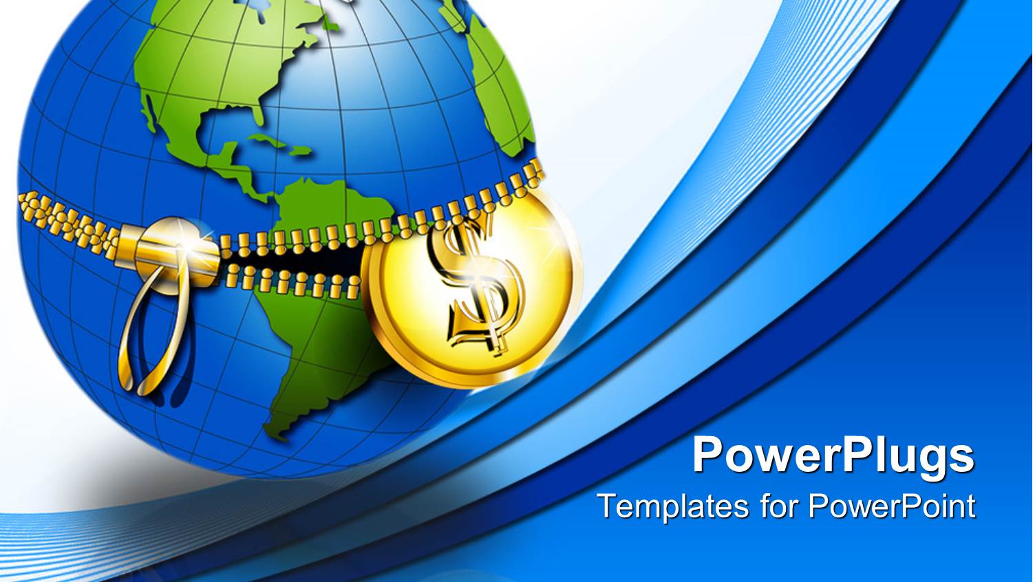 Earth Being Unzipped at Equator with Gold Zipper and Gold Coin Coming Out