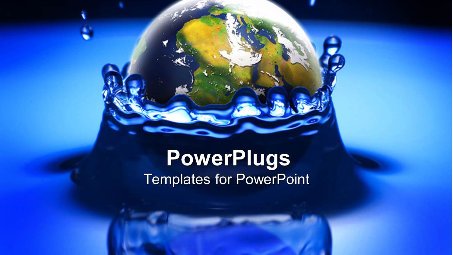 the Earth Dropping in Water Creating a Splash and  Reflection