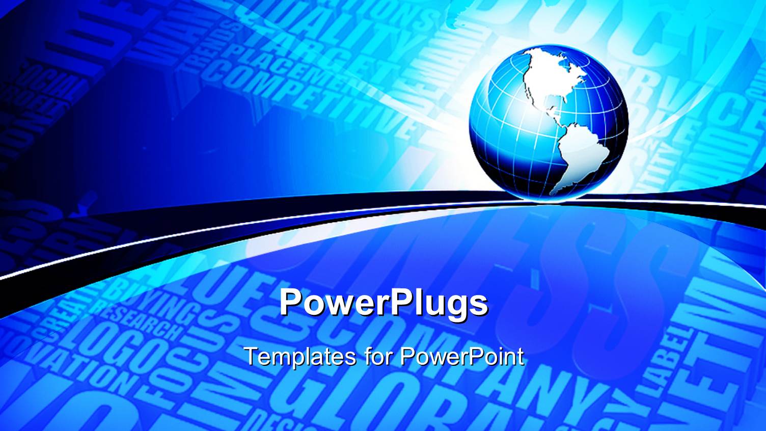 Earth Globe on Blue Futuristic Background Displaying Words Related to Global Evolution for Company Marketing