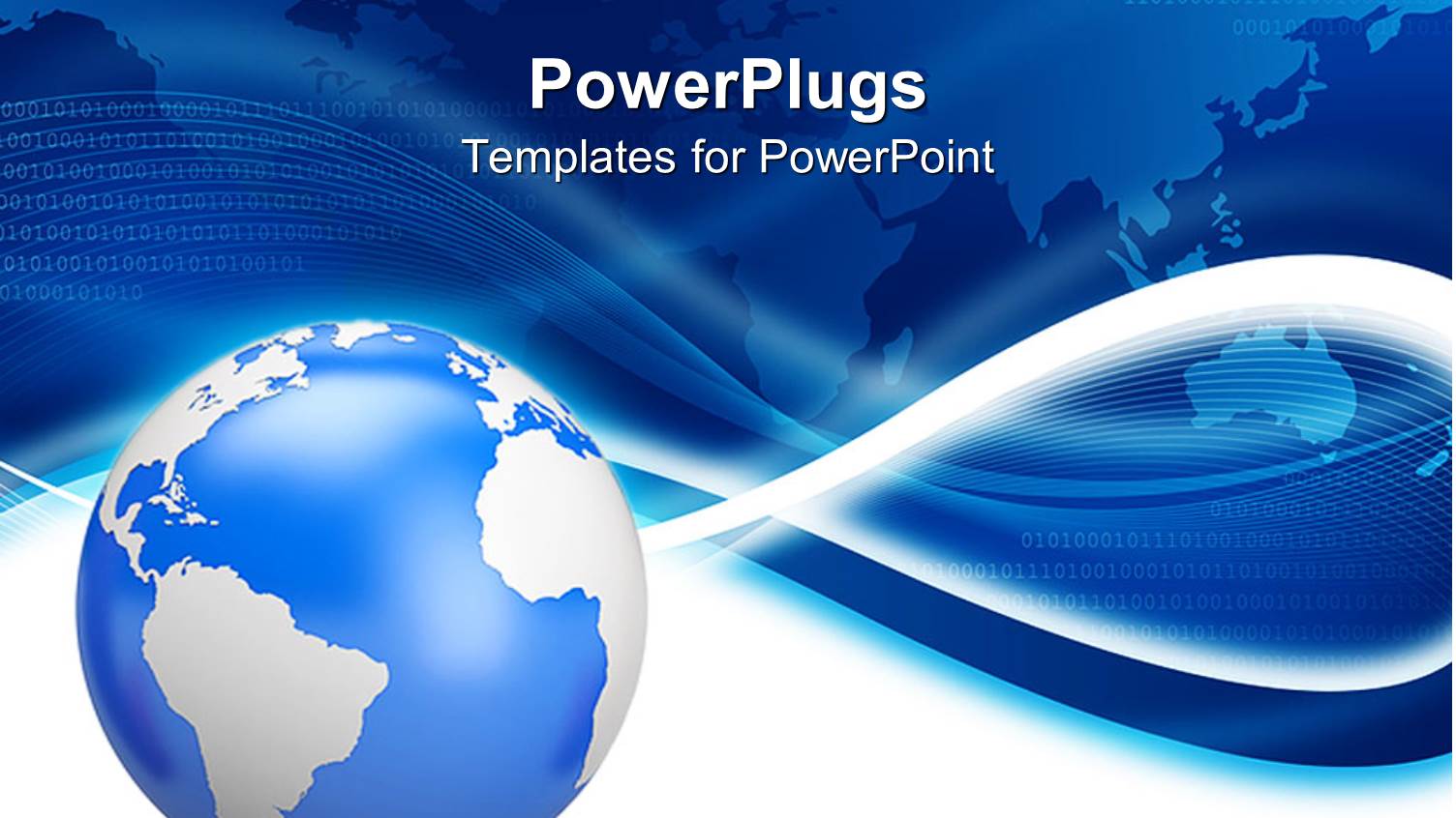 Earth Globe with Blue World Map Background and White Waves