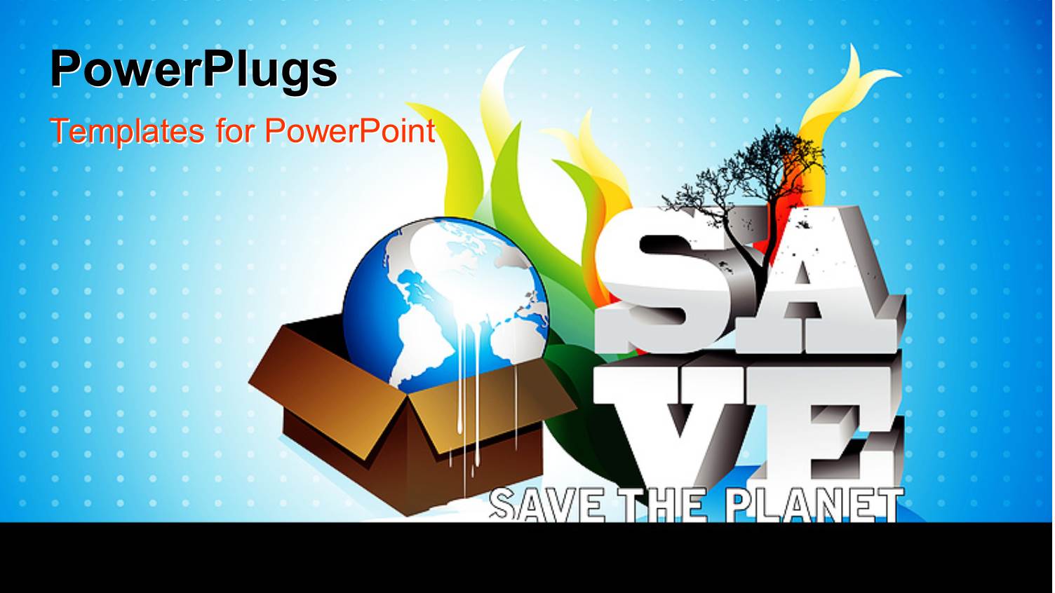 Earth Globe in Carton with 3D Text SAVE on Blue Background