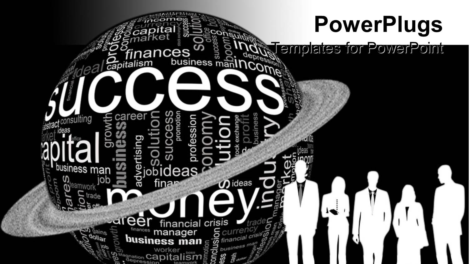 Earth Globe with Orbit,with Economic Words with People Standing in Front