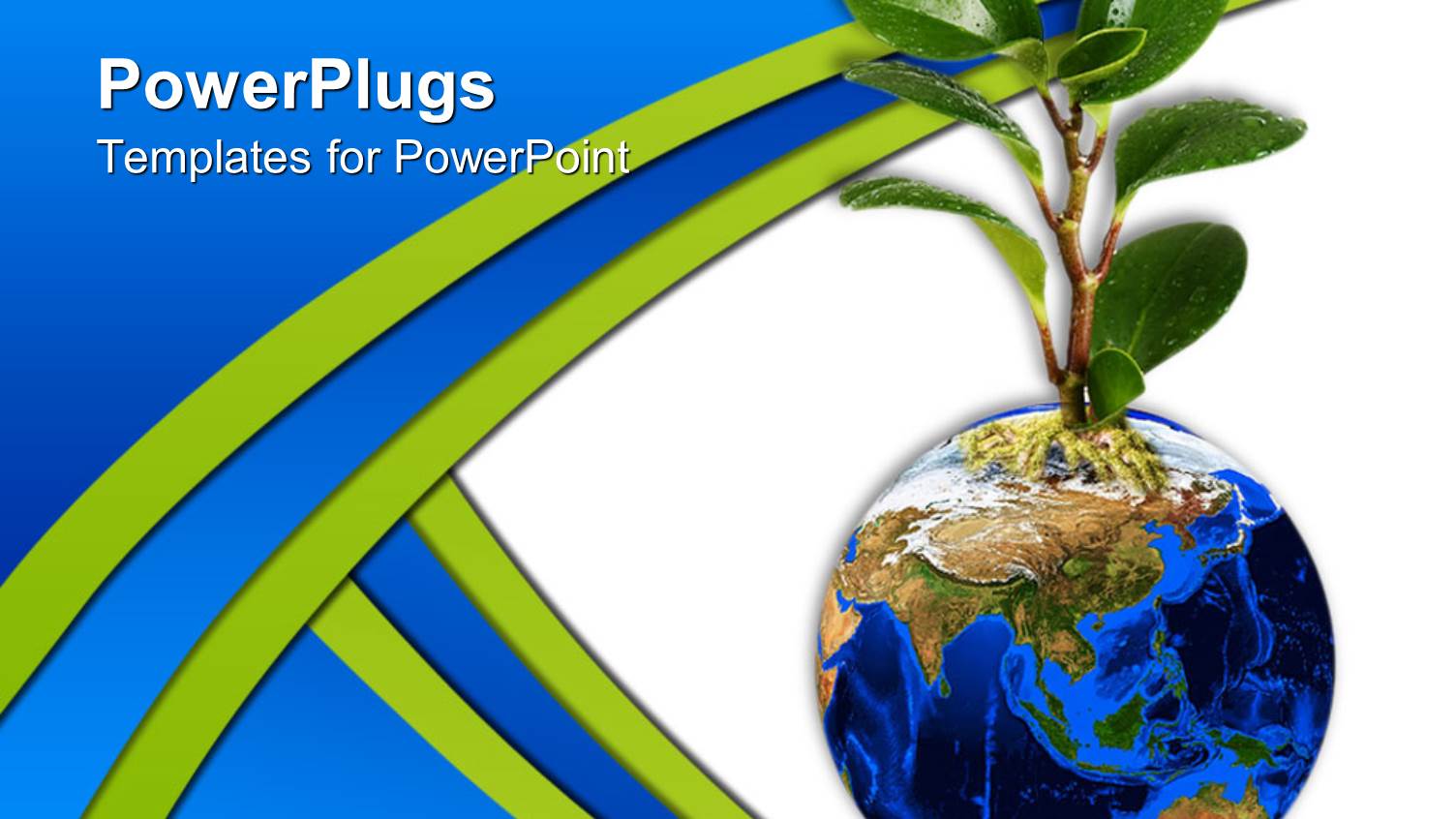 Earth Globe with Plant Shoot Growing Through it on a White Background