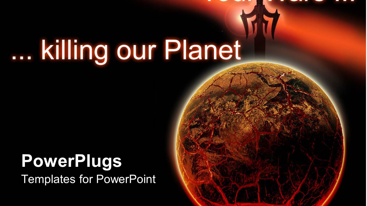 Earth Globe with Red Crack Lines with Text Killing in our Planet