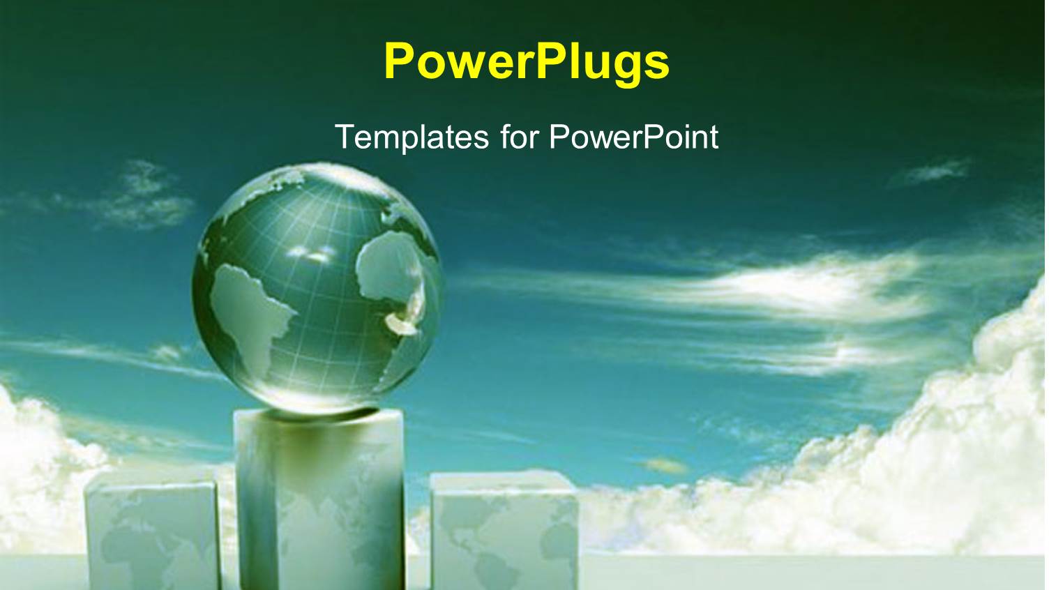 Earth Globe Sitting on Box Over Cloudy Sky in Background