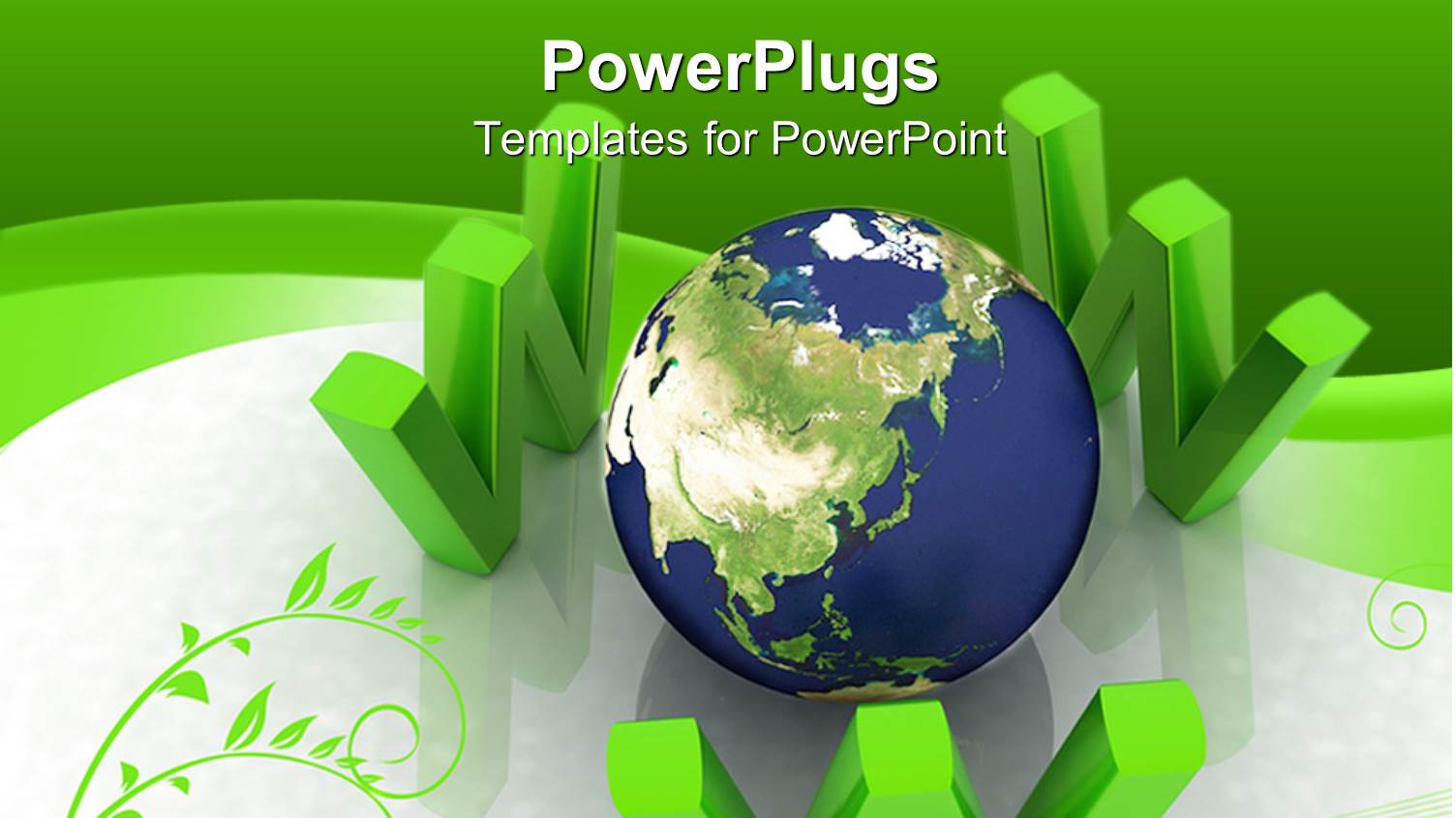 Earth Globe Surrounded by large Green 3D Letters WWW