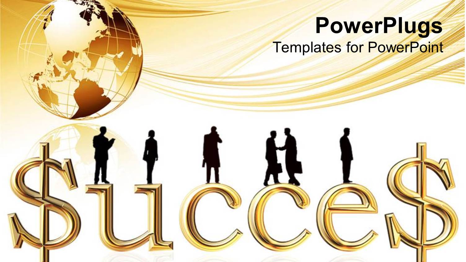 Earth Globe with Text 'SUCCESS' and Business Men Transacting