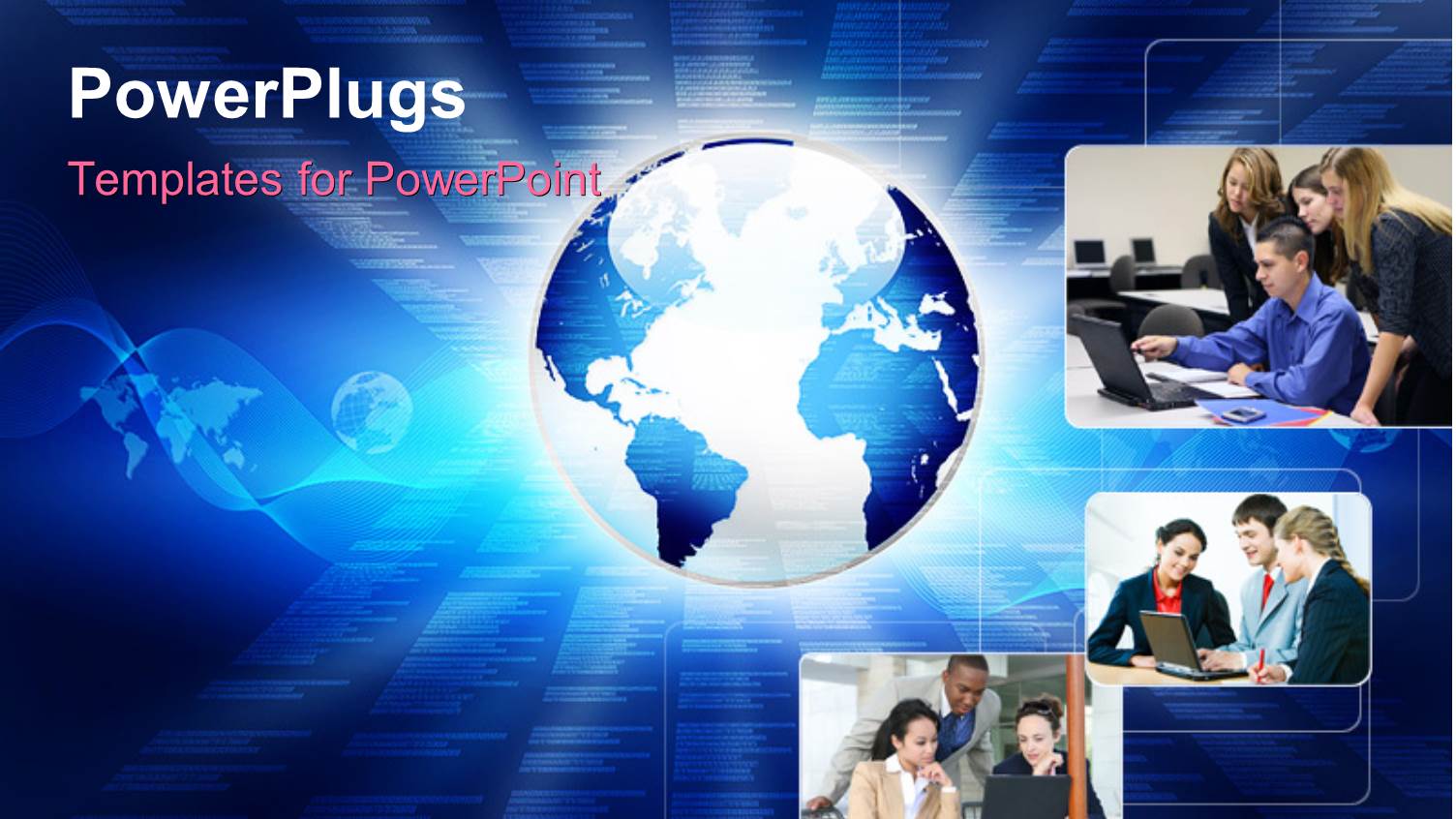 an Earth Globe with Three Tiles Showing Different Business Settings