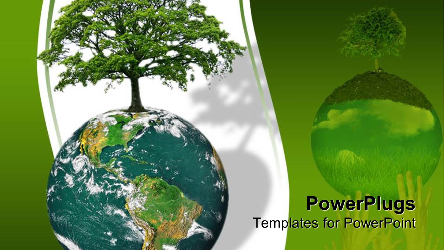 Earth Globe with Tree Growing on it on a White and Green Background