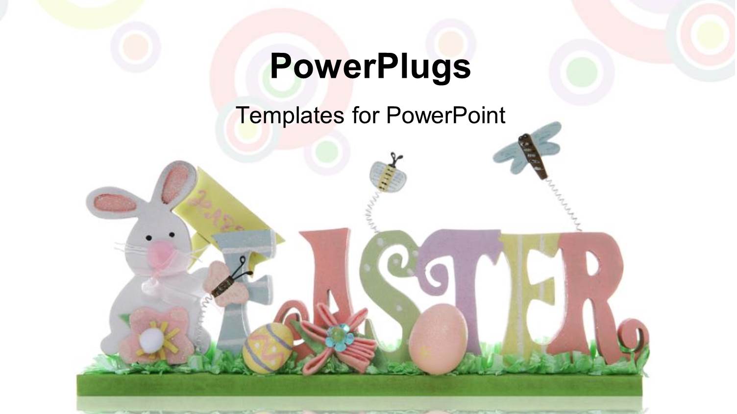 Easter Depiction with Colorful Letters Forming EASTER Over Background with Colored Circles