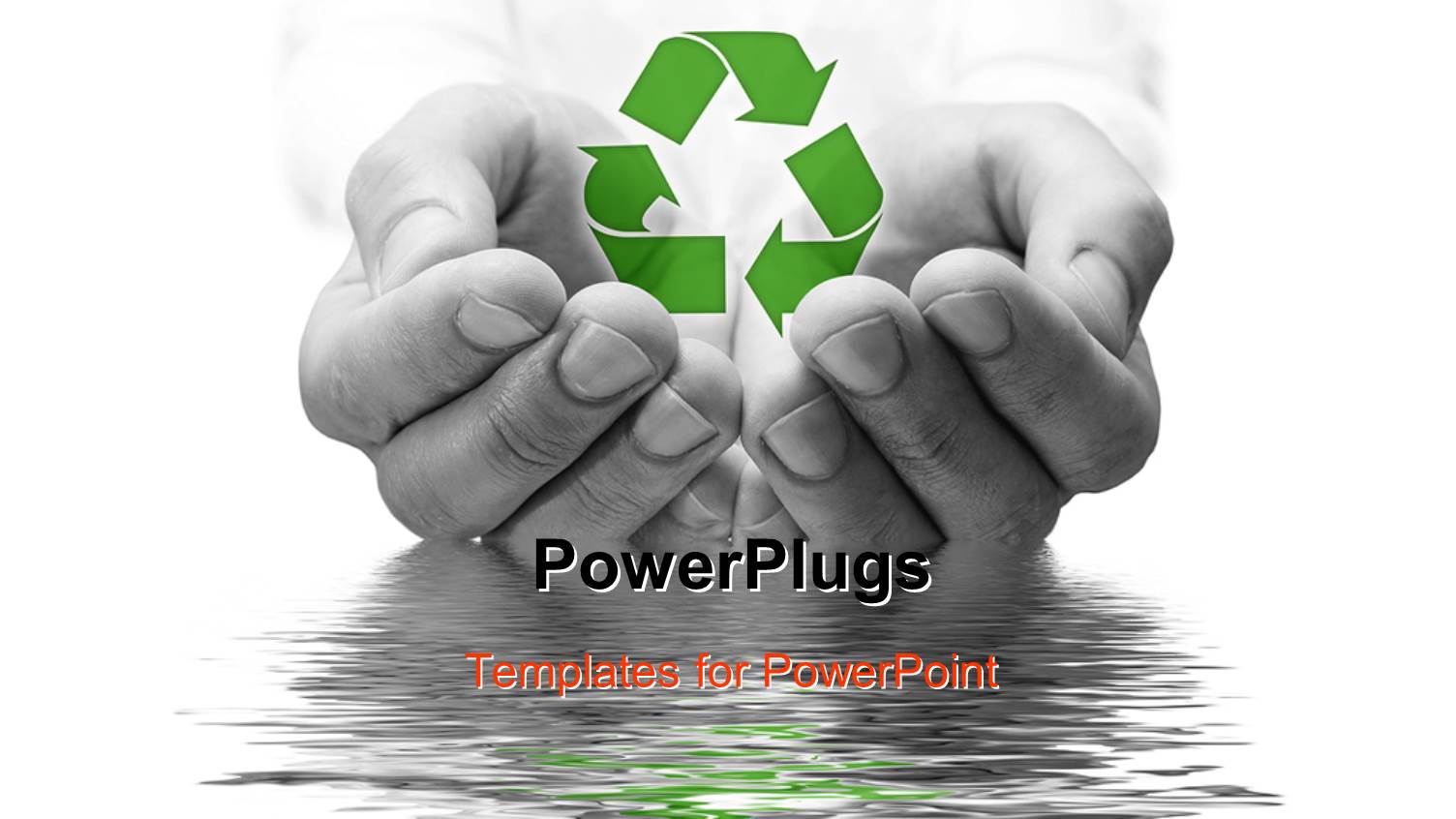 Ecology Metaphor with Black and White Hands Holding Recycle Symbol, Water Conservation