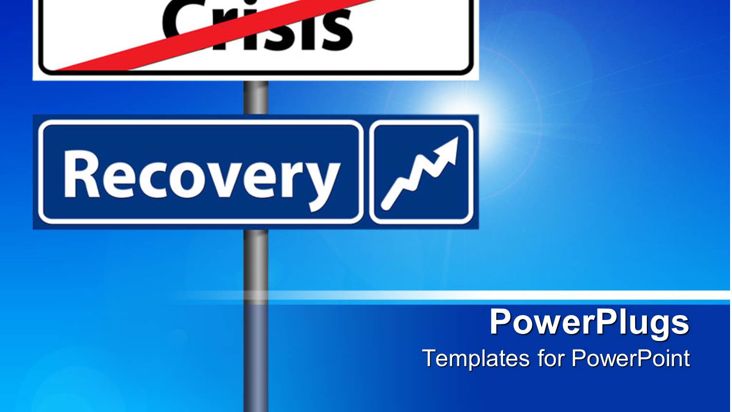 Economic Recovery Recession Metaphor with Crisis and Recovery Street Signs