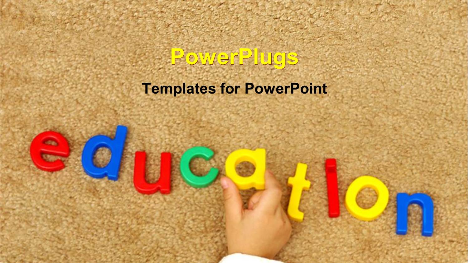 Education Text with a Hand on a Sand Looking Background