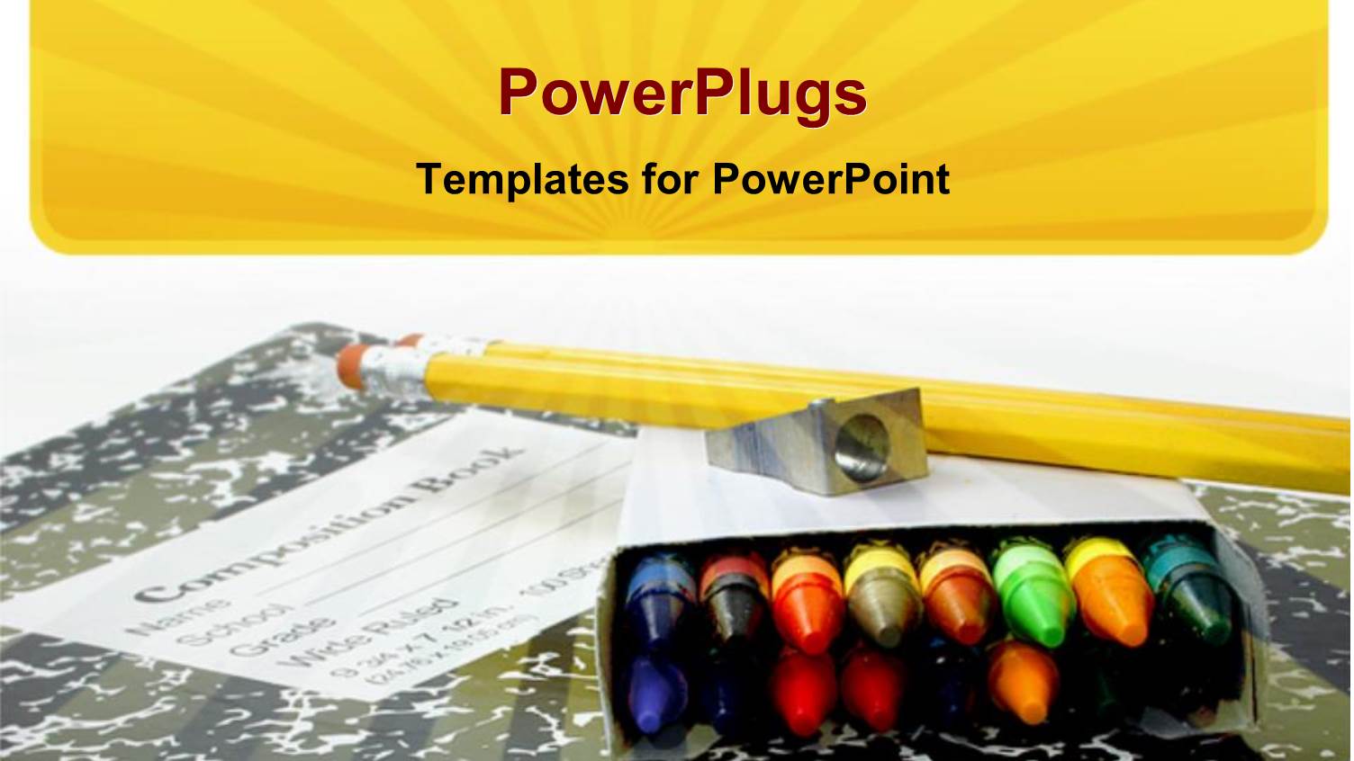 Educational School Materials of Crayons, Sharpener, Pencil and a Book