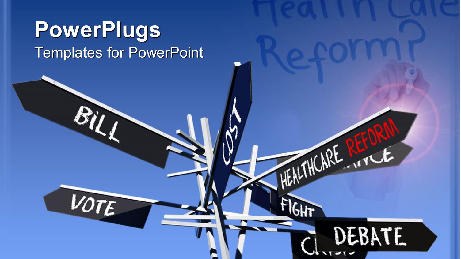 Eight Black Sign Post Plates with Different Health Care Text on them