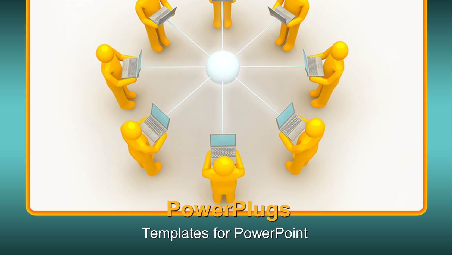 Eight Men Connected in Star Topology Carrying Laptops in Hand