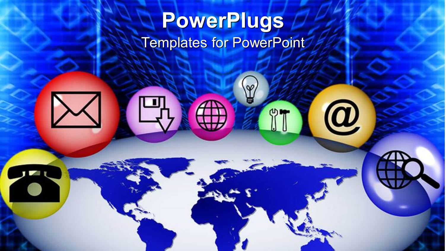 Eight Multi Colored Bubbles with Different Communication Symbols in them