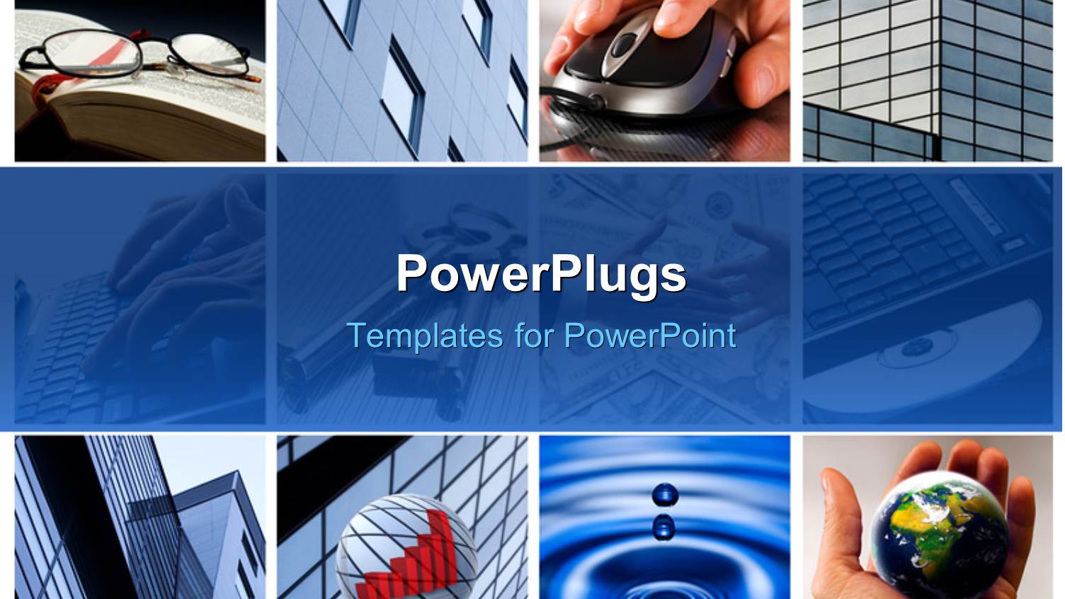 Eight Tiles with Hands, High Buildings and Glasses on a Book